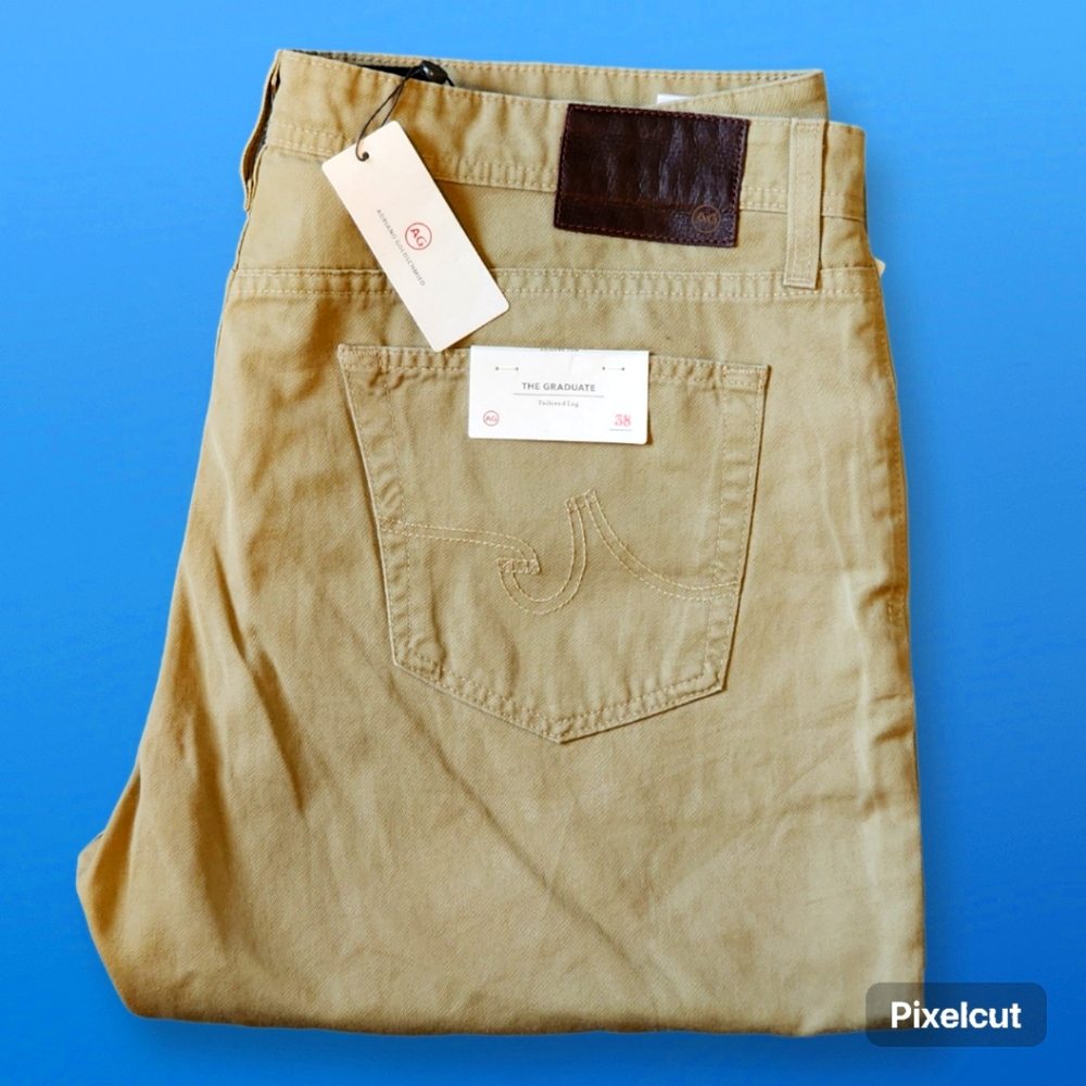 NWT Men's AG Jeans The Graduate Tailored Leg 38x34 Tan/Khaki $198